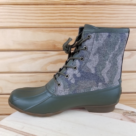 Sperry Top-Sider Men\'s 10.5 Saltwater Camo Duck Boots Lace-up Green STS23702 NEW main image 9